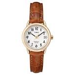 Women's Timex Easy Reader Watch with Leather Strap- Gold/Brown T2J7619J