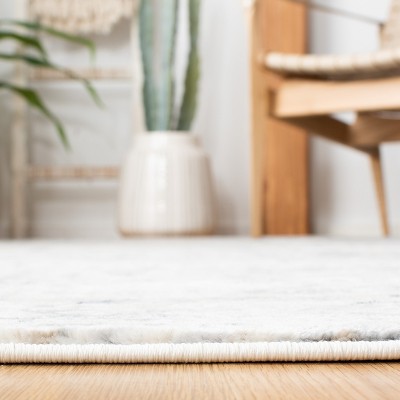 Ivory and Navy Rectangular Hand-knotted Synthetic Area Rug