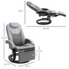 PU Reclining Armchair with Footrest and Headrest, 360¡ã Swivel and Round Steel/Wood Base - 3 of 4