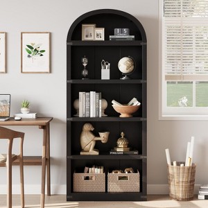 Farmhouse 5 Shelf Bookshelf Display Storage Rack Wooden Bookshelves for Home Office, - 1 of 4