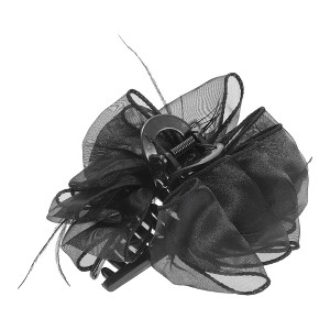 Unique Bargains Women's Feather Bubble Mesh Hair Clips 5.51"x5.12"x4.13" Black 1 Pc - 1 of 4