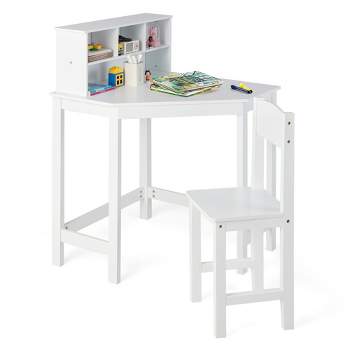 Costway 2-Piece Kids Wood Top Purple Study Desk and Chair Writing Table  with Drawer Storage Cabinet HW66181PL - The Home Depot