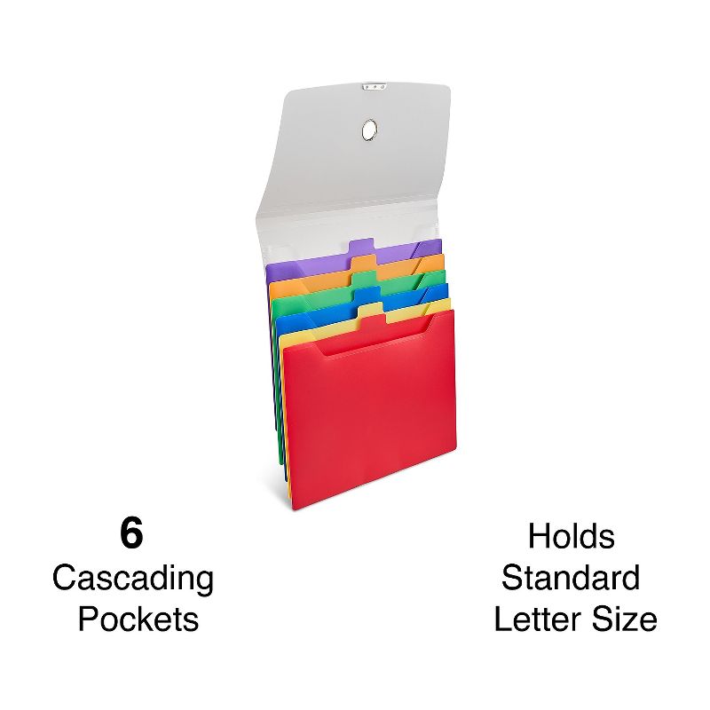 MyOfficeInnovations Cascading Poly Expanding File Letter Size 6-Pocket Multicolor 354576, 2 of 9