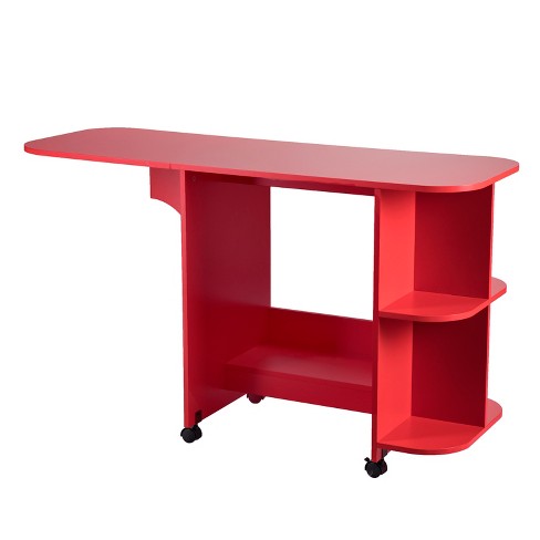 Costway Folding Sewing Craft Table Shelf Storage Cabinet Home Furniture  W/wheels : Target