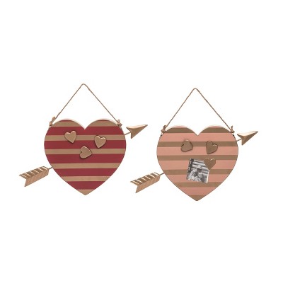 Transpac Metal Magnetic Heart Decor Set of 2 Valentines Home Decorations