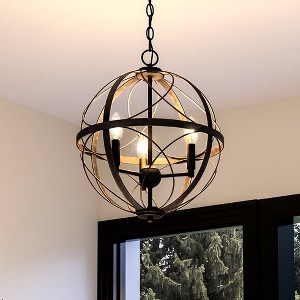 Urban Ambiance Luxury Farmhouse Chandelier 19.75''H x 16''W,  Olde Bronze Finish,  Omaha Collection, UHP4400 - 1 of 4