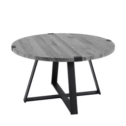 Wrightson Urban Industrial Faux Wrap Leg Round Coffee Table Slate Gray - Saracina Home