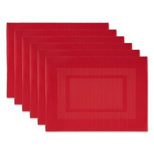 DII PVC Doubleframe Indoor/Outdoor Placemat Set/6, Tango Red, 13x17.25" - 1 of 4