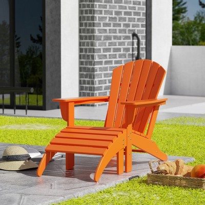 Westintrends Dylan Hdpe Outdoor Patio Adirondack Chair With Ottoman (2 ...
