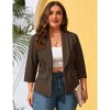 Whizmax Womens Plus Size Casual Pocketed Blazer Office Open Front 3/4 Sleeve Cardigans Jacket Work Suit,Deep Brown,XL - 2 of 4