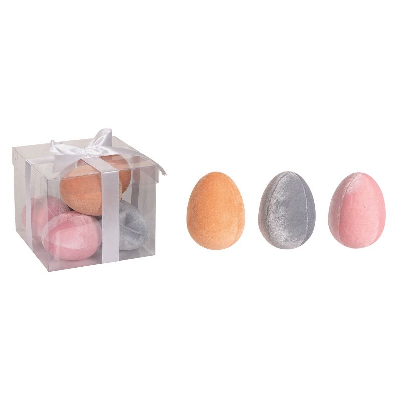 Transpac Foam 6.69 in. Multicolor Easter Velvet Egg Decor Set of 6 In Box, 1 of 2