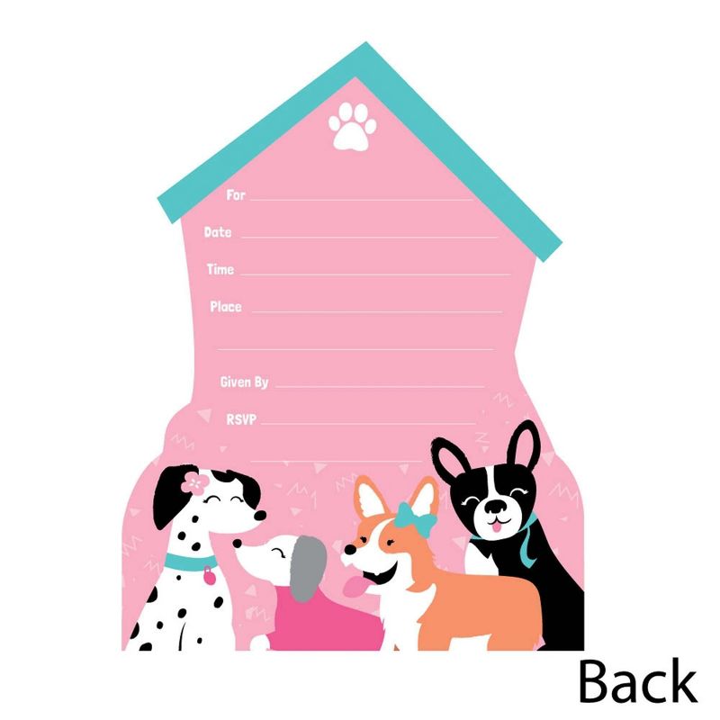 Big Dot of Happiness Pawty Like a Puppy Girl - Shaped Fill-in Invites - Pink Dog Baby Shower or Birthday Party Invite Cards with Envelopes - Set of 12, 3 of 8