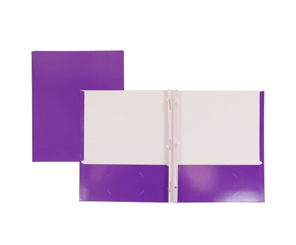2 Pocket Paper Folder with Prongs Purple - Pallex