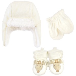 Hudson Baby Trapper Hat, Mitten and Bootie Set, Giraffe - 1 of 4