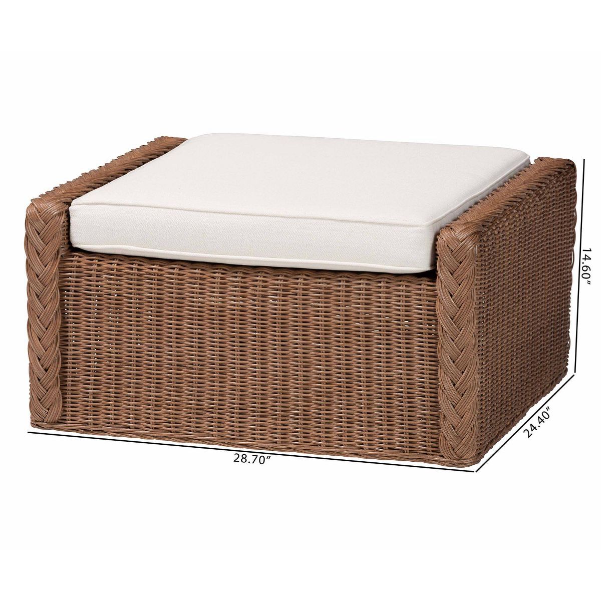 bali & pari Derris Bohemian Peanut Braided Rattan Footstool Peanut Brown - thumbnail 7