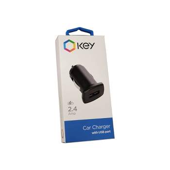 KEY Universal 2.4A Car Charger Single USB, DC ONLY - Black