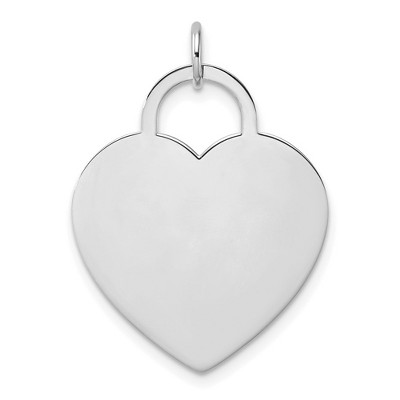Black Bow Jewelry 14k White Gold Engravable Heart Disc Charm or Pendant, 22mm