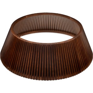 Best Choice Products 36in Wood Slatted Christmas Tree Collar - Walnut - 1 of 4