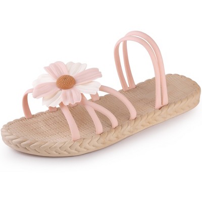 Allegra K Women's Espadrille Sunflower Decor Slip-on Strappy Beach Sandals