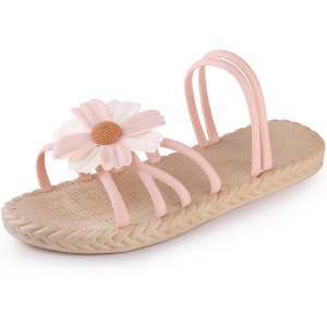 Allegra K Women's Espadrille Sunflower Decor Slip-on Strappy Beach Sandals - 1 of 4