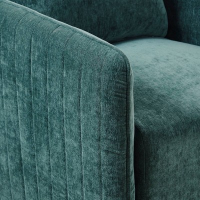 Teal Velvet Channel Quilted Swivel Accent Chair