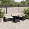 vidaXL 7 Piece Patio Sofa Set with Cushions Black and Cream Poly Rattan - 2 of 4