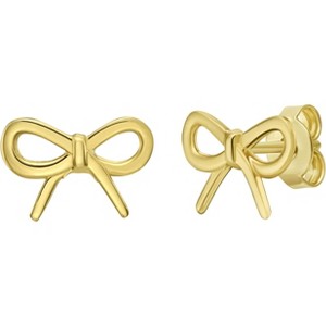 14k Yellow Gold 7mm Bow Earrings - 1 of 4