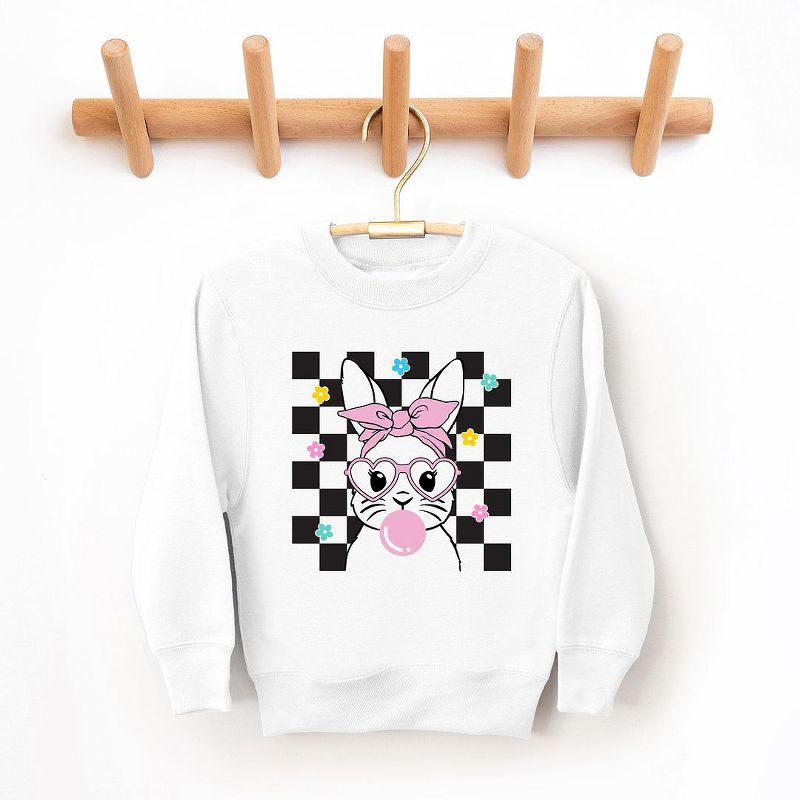 The Juniper Shop Checkered Groovy Bunny Youth Graphic Sweatshirt, 1 of 3