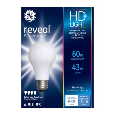 General Electric 4pk 60W Energy Efficient Halogen Light Bulbs