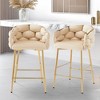 28" Velvet Upholstered Counter Stools Set of 2 with Soft Back, Cushioned Seat, Footrest, and Metal Frame for Kitchen, Bedroom - 2 of 4
