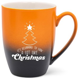 Elanze Designs It's Beginning To Look A Lot Like Christmas Two Toned Ombre Matte Orange and Black 12 ounce Ceramic Stoneware Coffee Cup Mug - 1 of 4