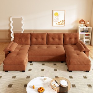 GDFStudio Noa Modern 104.7" 5-Seater U-Shaped Convertible Chenille Upholstered Sleeper Sofa with Removable Armrests - 1 of 4