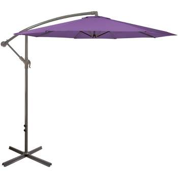 Northlight 10ft Offset Outdoor Patio Umbrella with Hand Crank, Purple