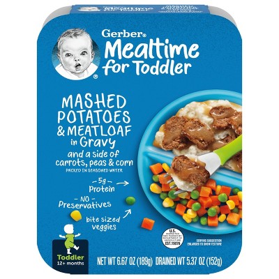Gerber Lil&#39; Entrees Mashed Potatoes &#38; Meatloaf in Gravy with Carrots Peas &#38; Corn Baby Meals - 6.67oz