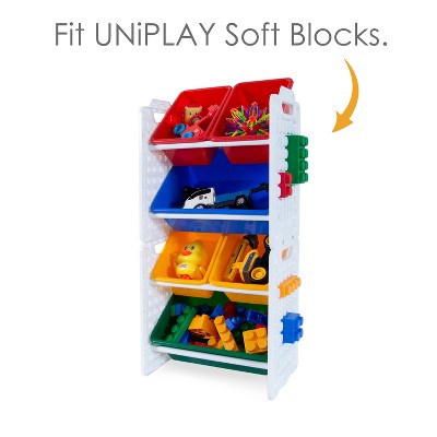 White Multi-Bin Toy Organizer with Removable Storage Bins