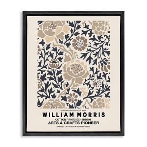 Stupell Industries Flower Blossom Silhouettes Pattern Exhibition Flyer Floating Frame Canvas Art, Black, 17" x 21" - 1 of 4