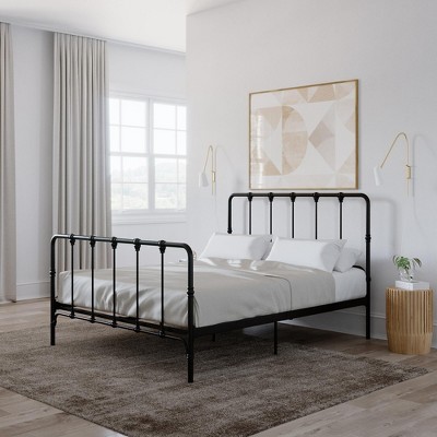 RealRooms Patricia Farmhouse Metal Bed, Queen, Black