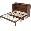 Queen Murphy Bed Frame with USB Port and Storage Drawer for Bedroom Guest Room, Rattan Decoration Pine Wood Bed - 4 of 4