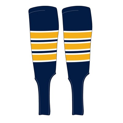 MK Socks Traditional Baseball Stirrups Pattern C-7 Navy, White, Gold (M)