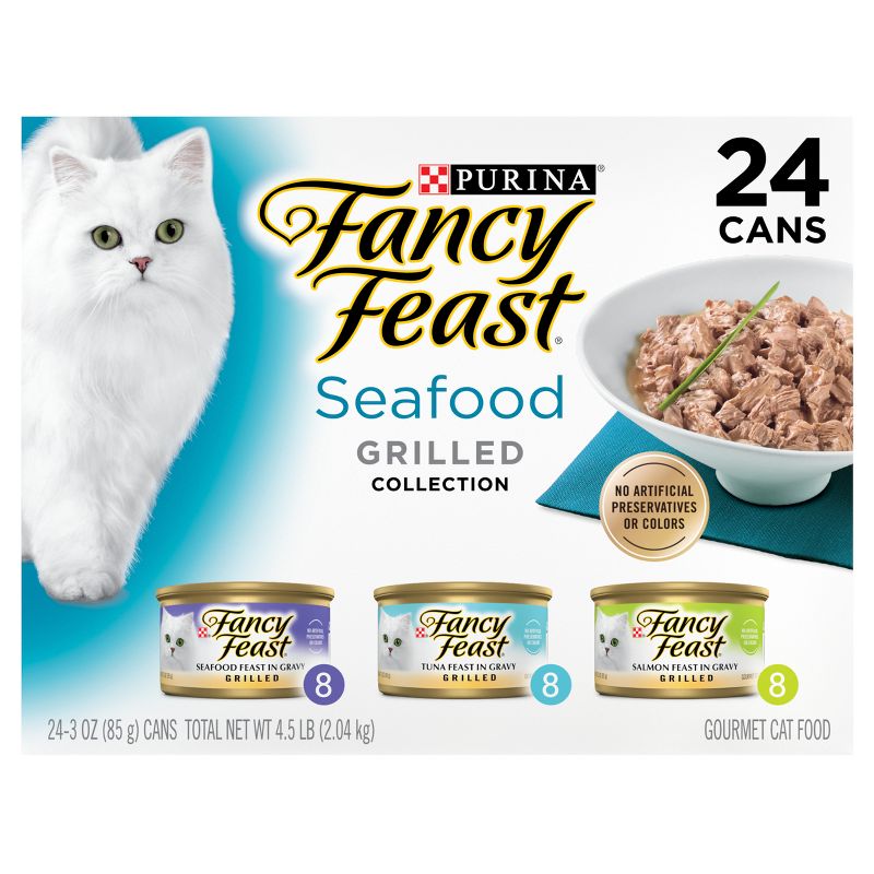 Purina Fancy Feast Variety Pack Fish, Seafood, Tuna and Salmon Flavor Gravy Wet Cat Food Cans - 3oz/24ct, 4 of 12