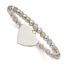 Chisel Stainless Steel Polished Heart Dangle 6mm Glass Beaded Stretch Bracelet - 2 of 4