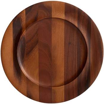 Nambe Skye Wood Charger Plates for Dinner, Round, Acacia Wood, Charger for Place Setting, Party, Wedding, Versatile Tableware