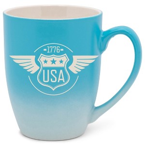 100 North United States of America 10 Ounce Blue and White Two Toned Ombre, Comfortably Fits Your Hands, Ceramic Tea Coffee Cup Mug, USA 1776 - 1 of 1
