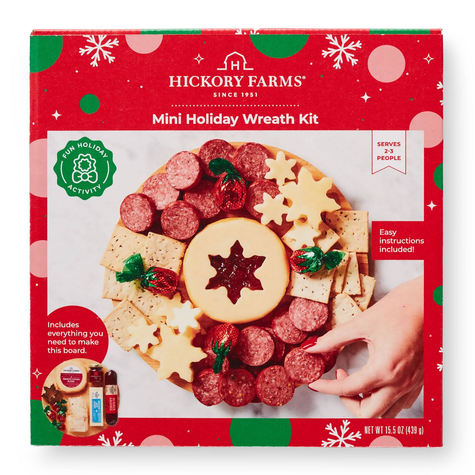 Hickory Farms  Christmas Gift Set Christmas Wreath Charcuterie Kit - 15.5oz