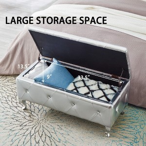 KTMBDW Storage Bench 38" Ottoman Bench Faux Leather Footrest Bench with Metal Legs End of Bed for Bedroom, Living Room, Entryway,Bed Side - 1 of 4