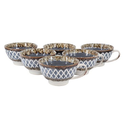 Meritage Otis 6 Piece 27 Ounce Stoneware Soup Bowl with Handle Set