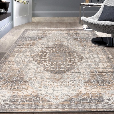 Easy-Care Reversible Gray Synthetic 5' x 7' Area Rug