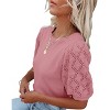 Womens Short Sleeve Lightweight Sweaters Crewneck Knit Pullover Tops with Crochet Sleeve Casual Crochet Blouse Shirt for Spring, Summer - 2 of 4
