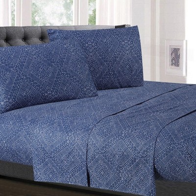 Parkview 4 Piece Printed Sheet Set, Double Brushed Microfiber by Sweet Home Collection®