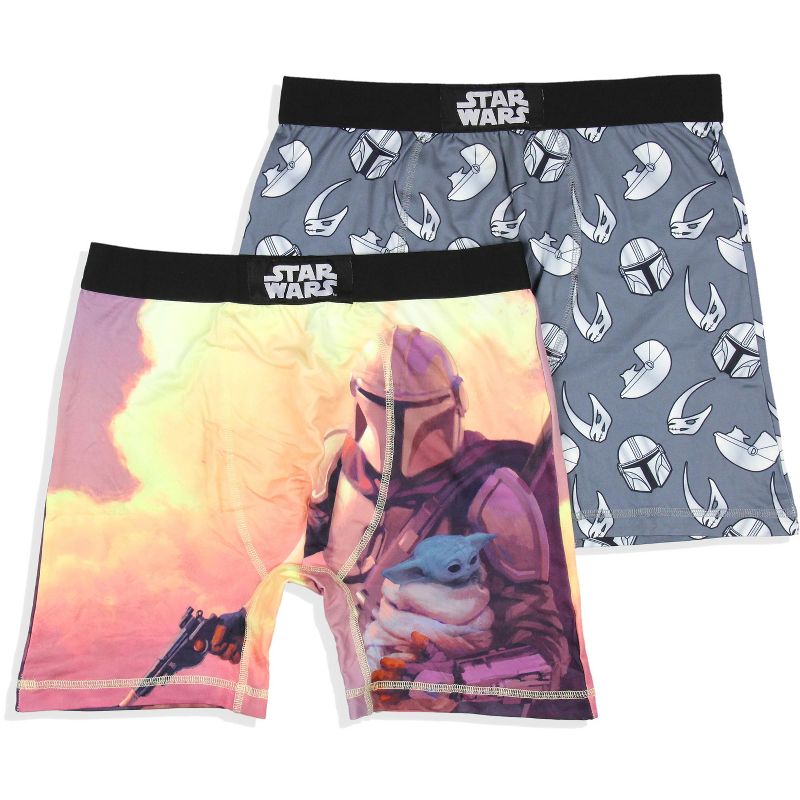 Star Wars Mens' The Mandalorian 2 Pack Boxers Underwear Boxer Briefs Grey, 1 of 5